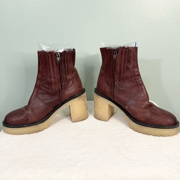 Free People Women's Cherry Chocolate Side Zip James Chelsea Ankle Boots Size 37 - Picture 4 of 10